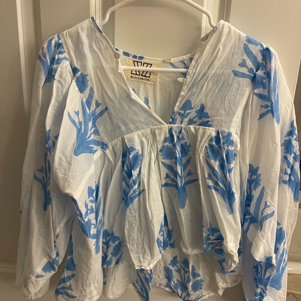Block Party Blue And White Floral Blouse